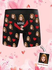 Conjunto de 1 pieza de calzoncillos de hombre con estampado de rostro personalizado, pantalones cortos sin banda elástica en la cintura, calzoncillos con rostros personalizados, regalos para novio o esposo, hombres personalizados, invierno, regalos personalizados, aniversarios, fiestas, regalo ideal para novios