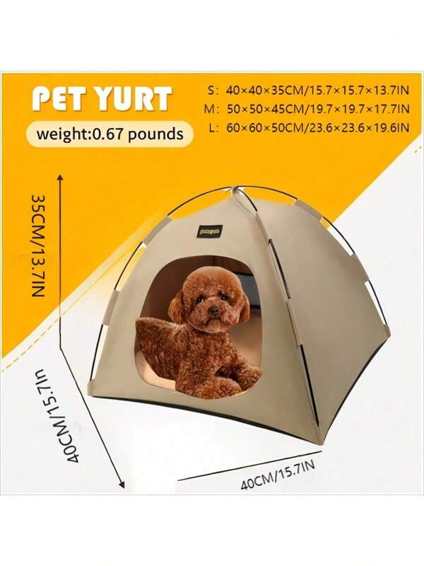 Tente pour animaux de compagnie légère et amovible IISVGE, lit de tente pour animaux de compagnie portable - confortable, amovible, facile à nettoyer, abri extérieur, fournit un coussin moelleux pour les chats et les chiens (pliable, couleur aléatoire du coussin en tissu Oxford : vert/beige/bleu/gris)