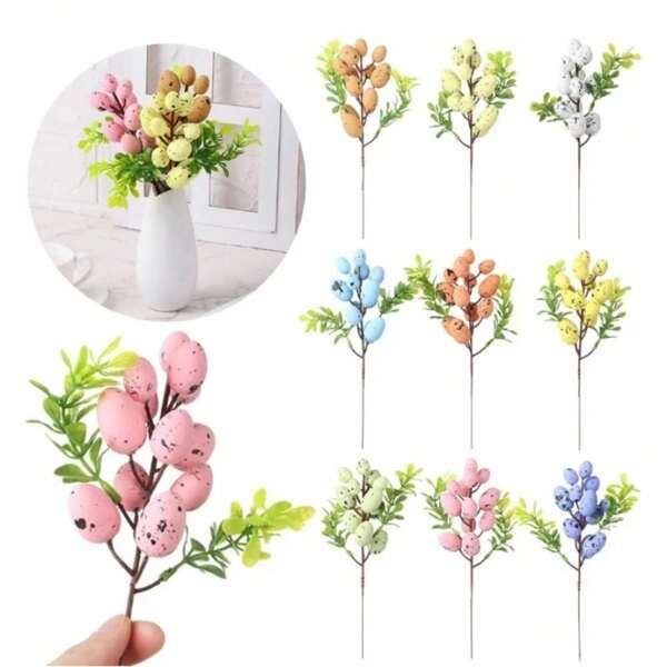 1 pièce Décoration d'arbre de Pâques avec des œufs colorés. Peinture d'œufs DIY, fleurs, plante, décorations de Pâques, mariage, fête, fournitures pour la maison, décoration de vase