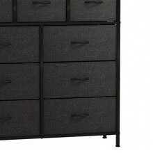 Commode, 9 Tiroirs en Tissu Commode Chambre Meuble de Rangement, Cadre en Métal,pour Chambre à Coucher, Salon,Gris Profond
