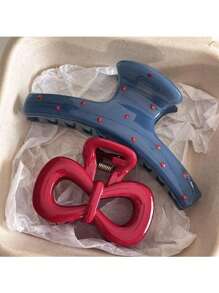 2pcs/Set Ladies Elegant Multi-Color Acrylic Marble Plumeria Hair Clips, With Plumeria & Butterfly Decor, Suitable For High Ponytail, Casual Everyday Accessory Hair Claws Claw Clips Hair Jaw Clip Hair Clamps Hair Clutch Hair Claw Clip Fall Winter Hair Accessories For Women Bows For Vacation Outfits Woman