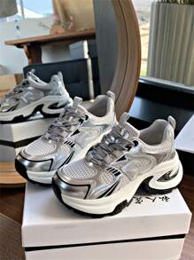 Women's Chunky Sneakers, Fashionable Lightweight Running Mesh Breathable Vulcanized Shoes, Suitable For Spring/Autumn 2025