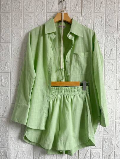 conjunto linho camisa com short