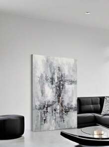 Abstract Lake Landscape Oil Paintings Teal And White Canvas Wall Arts - Modern Nature Pictures For Living Room Bedroom Bathroom Decor Wooden Inner Frame, No Outer Frame