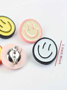 1pc Resin Happy Face Brooch Pin, Simple Geometric Round Cartoon Brooch Without Feather, Suitable For Scarf, Bag And Clothing, Creative Party Gift, Suitable For Wedding, Wedding Party, Birthday, Anniversary, Bachelor Party, Christmas, Halloween, Thanksgiving, New Year, Valentine's Day, Back To School Season Dress Accessories Pin For Clothes Bag Charm Office Accessories Shirts Jacket Jewelry Clothes Pin Funny Cute Teacher Gifts Costume Accessories Bag Charms - Multicolor - View 3