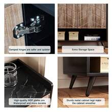 Sideboard Buffet Cabinet With 2 Doors, Storage Cabinet With Adjustable Shelves For Kitchen, Hallway, Entryway, Living Room, Brown - Apricot - View 4