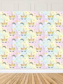 Juego de 3 cortinas de cuentas/flecos decorativas para fiestas de 100*200cm/39*78 pulgadas, con diseño de unicornio colorido, apropiadas para diferentes temas de fiestas