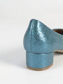 Women's Square Toe Comfortable Chunky Heel Soft Bottom Work Shoes - Green - View 3