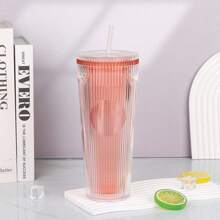 1pc Vertical Pattern Cup 24oz Office Water Cup Family Outdoor Water Cup Light And Portable - Multicolor - View 5