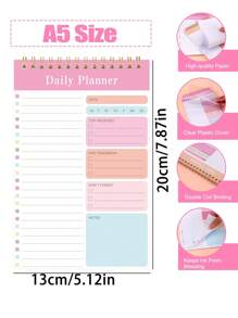 1pc/2pcs/5pcs Back To School Season Student A5 Checklist Notebook, Checklist Notebook, Daily Planning Notebook, Loose Leaf Notebook, Coil Notebook, Flip Up Schedule Notebook, Student Learning And Office Supplies Random Color