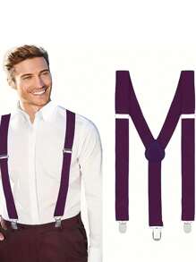 Solid Color Men Suspender With 3 Strong Clips Adjustable Braces Suitable For Teen Summer Casual Outdoor Athletic Or Vacation Travel Or Graduation Gifts Or Birthday Dress Accessories Or Daily Wear