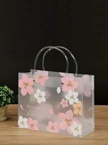 1-Pack Premium PVC Transparent Flower Shopping & Gift Bag With Handles - Plastic Tote For Clothing And Merchandise - Multicolor - View 1