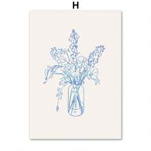 1pc Blue Striped Girl Read Book Lobster Vase Wall Art Canvas Painting Nordic Posters And Prints Wall Pictures For Living Room Decor No Frame - Multicolor - View 29