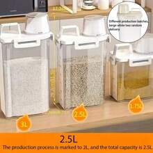 Contenants hermétiques grande capacité de 1,75 l/2,5 l/3 l pour stocker les céréales - Hermétique à l'humidité et aux insectes pour le riz/les céréales avec couvercle rabattable pour l'organisation de la cuisine