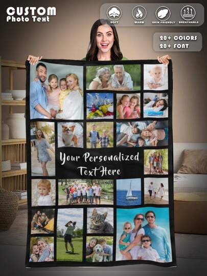 1pc Customized Photo Blanket , Personalized Photo Blanket , Personalized Photo Memory Blanket, Blanket Use For Bedding/Sofa/Indoor/Outdoor, Customized Christmas Gifts ,Friend Gift,Family Gift, Birthday Gifts, Wedding Gifts, Gift For Friend, Gift For Her,Gift For Girlfriend, Gift For Mom/Dad,Washable,Lightweight,Breathable,Durable,Cozy,Comfortable,Warm,Soft,Simple,Custom,Unique,Personalized,Ideal Gifts For Him,Ideal Gifts For Her,Ideal Gifts For Boyfriend,For Anniversaries,For Graduation,For Housewarming,For Weddings,For Birthdays,Sofa,Bed,Car,Tea Room,Bedroom,Living Room