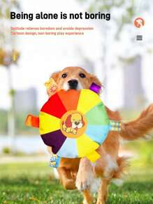 1 Pc Dog Toy - Cartoon Pattern, Interactive No-Battery Sound Toy For All Breeds, Durable Puppy Play And Training Game Accessory