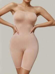 1pc Lightweight Breathable Strapless Women Shapewear - Sports Level Waist Cincher & Butt Lifter Design, Seamless Invisible Jumpsuit, Postpartum Recovery & Yoga Outfit - Multi-Size Nude Shaping Jumpsuit Gym Accessories
