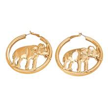 波西米亚金色镂空大象耳环，时尚女士珠宝