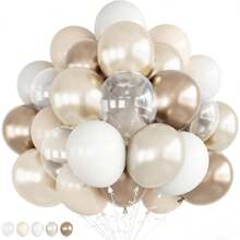 50 stuks crèmekleurige, witte en gouden ballonnen, zandkleurige, nudekleurige, gouden, transparante ballonnen, metallic champagnekleurige, gouden, imitatieparelkleurige, witte zandballonnen, ivoorkleurige, beige verlovingsballonnen, neutrale bruidscadeau- en Boheemse decoratie