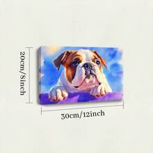 1 Pc, A Watercolor Painting Of An English Bulldog With White And Brown, Original, Canvas, Wall Art, Living Room Wall Decorations, Bedrooms, Bathrooms, Frame Poster Art Prints, Hanging Paintings, Home Decoration, Festivals. Home 4