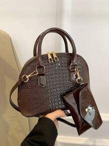 Women's Fashion Simple Handheld Shell Bag Simple Popular Shoulder Bag Casual Crossbody Bag Women's Gift For Mom - Coffee - View 2