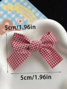 2 chiếc kẹp tóc nơ kẻ caro đỏ dễ thương cho bé gái, kẹp tóc mái bên xinh xắn cho tuổi teen. - Nhiều màu - Xem 5