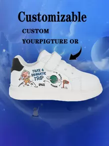 1 par de zapatos casuales personalizables con nombre para niños - Blanco y Negro - Ver 1