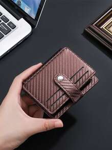 1pc Carbon Fiber Pattern Card Holder, Multi-Slot Super Thin Wallet, Fashionable ID Card Case, Suitable For Teen Casual Outdoor Athletic Or Vacation Travel, Graduation Gifts Or Birthday Dress Accessories