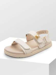 Flat Sandals For Women Comfortable Open Toe Summer Sandals Adjustable Fashion Dress Sandals Dresses For Woman - 米色 - 查看 1