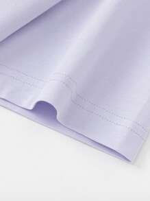 Balabala 吐溫女孩短袖T恤，2025夏季快乾上衣 - 白紫色調 - 查看 7