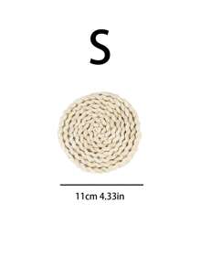 1 pieza Mantilla de estilo japonés tejida a mano con paja de maíz, alfombra de aislamiento térmico reforzado para decoración del hogar y vajilla - Albaricoque - Ver 5