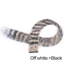 1pc Y2K Colorful Hair Extensions Leopard Print Long Straight Wig One-Piece Clip-In Synthetic Hairpieces Cosplay Hair Accessory