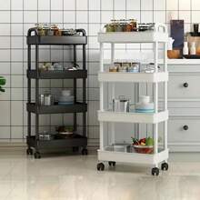 Large 4-Tier / 3-Tier Kitchen Storage Rack Trolley Cart With Wheels Bathroom Laundry Rolling Rack 99*37*26cm