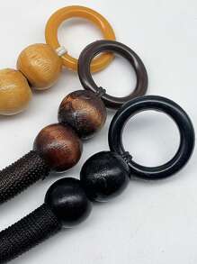 14.57 Inch Fashionable Rustic Wooden Bead Strap - U-Shaped Nylon Shoulder Strap Handle, Suitable For Crochet Bags, Tote Bags And Baskets, Multi-Color, Versatile DIY Bag Accessory - Multicolor - View 8