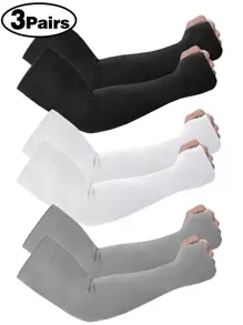 3 pares de mangas para el brazo unisex, mangas de compresión para hombres, mangas protectoras contra el sol para hombres y mujeres, adecuadas para la escuela, el Día de la Madre, los jóvenes, guantes bloqueadores del sol