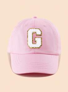 1pc Pink Letter Patch Baseball Cap, 8-16 Years Old Girls Snapback Hat, Suitable For Spring, Summer, Autumn, Winter, Party Decoration Headwear - Pink - View 5