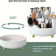 1 pièce Élégante boîte de rangement maquillage rotative à 360 degrés, plateau de vanité grande capacité, support circulaire en plastique multifonction pour parfum, étagère de rangement pour bureau