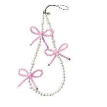 Exquisite Bow Beaded Handmade Ins Mobile Phone Chain Lanyard Creative Pendant Ccd Camera Gifts For Mother, Family, Friends, Birthday, Holiday Phone Charm - Multicolor - View 8