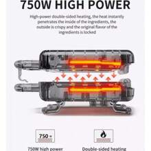 Sandwichera Tostadora Eléctrica Parrilla Antiadherente 2 Placas - Tipo de Enchufe A USA (110-127V) - Ver 4