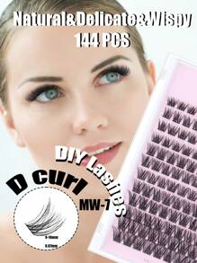 144PCS Mixed Lengths, 9-16mm Fine Eyelashes, D Curl Featherlight Daily Lashes,Undetectable Invisible Band, Office-Friendly Reusable Individual Clusters