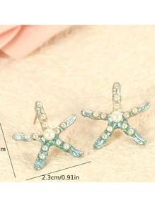 A Pair Of Fashionable Starfish Earrings For Women Ins Design High-End Cartoon Ocean Style Gradient Color Earrings
