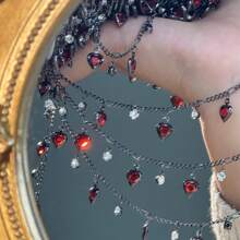 1 Meter Fashionable Copper Chain Red Heart Rhinestone Chain Dark Style Suitable For Jewelry Making DIY Materials Clothing Accessories Accessories - Chain - View 4