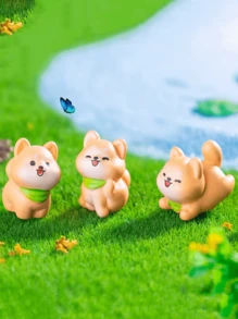 6/15 可爱的小狗雕像，DIY 园艺和景观装饰，适用于花园和花盆装饰、桌面和汽车装饰品 - 彩色 - 查看 3