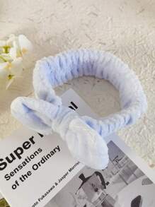 1 pièce Bandeau de bain couleur unie et 2 pièces Bracelet de bain, ensemble créatif de bandeau de maquillage facial et de bracelet de lavage en polyester pour la salle de bain à la maison, décoration de salle de bain estivale