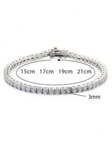 1 件 3 毫米顶级品质嘻哈四爪莫桑石水钻网球链手链，白金 S925 纯银手链，闪亮轻奢高端精致珠宝，适合女性的礼物