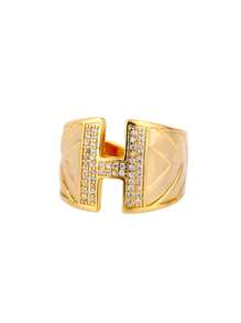1pc Luxury Zirconia Initial Letter Rings For Women Stainless Steel Chunky Wide Open Finger Ring Hip Hop Fashion Jewelry Gifts