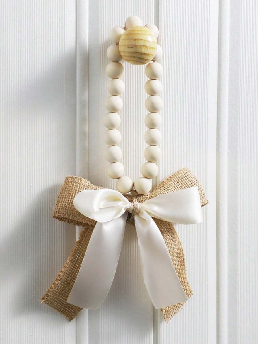 Novo arco criativo pendurado linho contas de madeira corda pendurado decoração de parede para casa decoração adorável para casa todos os dias