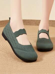 女士透气针织运动鞋、休闲户外运动鞋、轻便低帮步行鞋。 - 綠色 - 查看 1