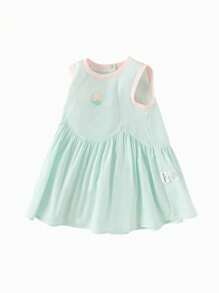 Balabala Girls' Dress, 2025 Summer Princess Style Baby Dress - Pink Green - View 4