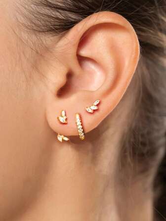 6 件套简约铜锆石环状耳环套装，适合女士节日约会礼物日常搭配